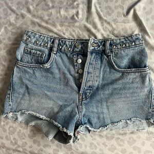Studded denim shorts from Zara